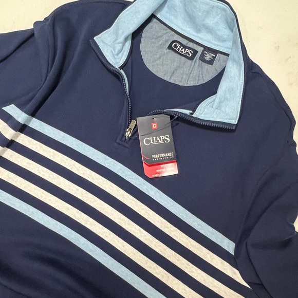 Chaps Men's Blue and Gray Zip-Up Sweater - Picture 13 of 15